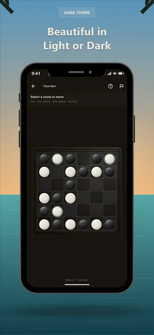 Gameplay screen in dark theme
