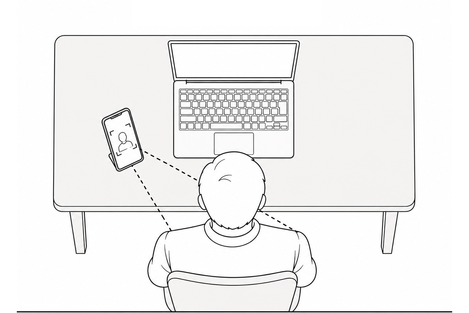 スマホを体の斜め前に設置する例