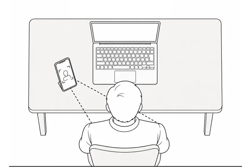 スマホを体の斜め前に設置する例