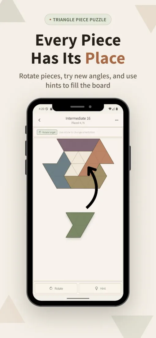 Rotating a piece to match the target orientation